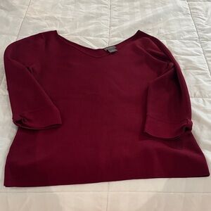 Ann Taylor Petite Deep Red 3/4 Sleeve Top